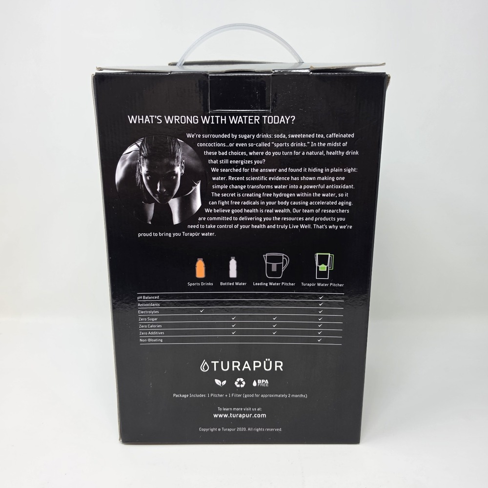 New Open Box TURAPUR Hydrogen Water Pitcher with Filter ~ Energize Naturally - Picture 13 of 16